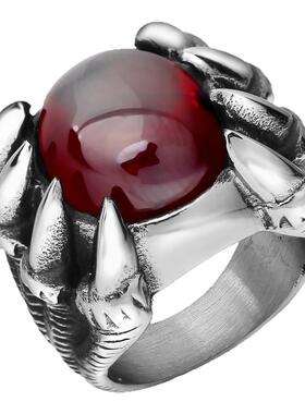 欧美风宝石男士钛钢戒指