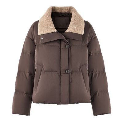 秋水伊人巴恩风毛领羽绒服女