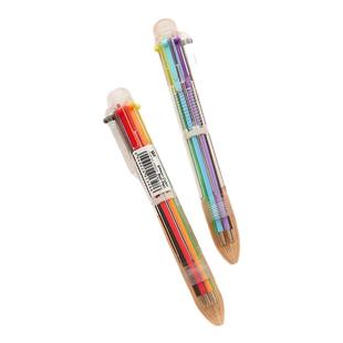 6色圆珠笔多色手账笔韩国创意文具学生简约可爱多功能按动彩色笔