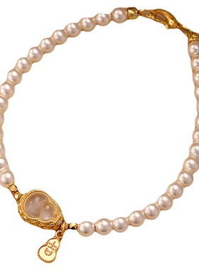 玉葫芦珍珠手链女小众设计高级感轻奢串珠新中式手串转运手饰品