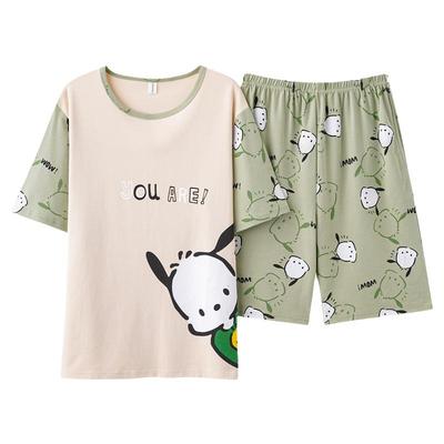 情侣睡衣女夏季纯棉薄款短袖可爱小白男士大码宽松家居服休闲套装