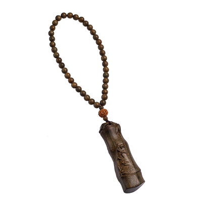 天然檀木手把件步步高手工精雕