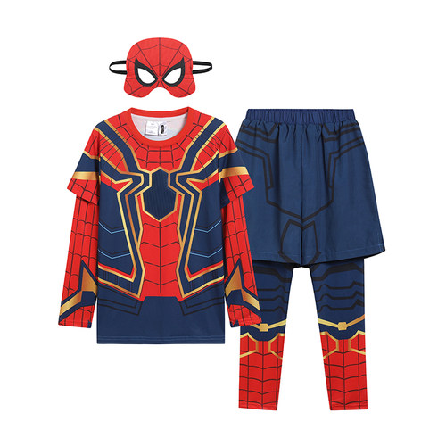Dreampartybox蜘蛛侠儿童衣服假两件男童套装城市漫步英雄服