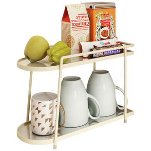 桌面茶杯水杯置物架轻奢台面双层窄款咖啡杯架咖啡器具杯子收纳架