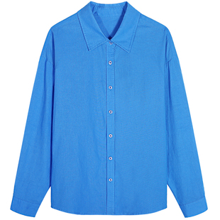 落落狷介韩系chic别致小衫2025年新款衬衫设计感长袖早秋苎麻上衣