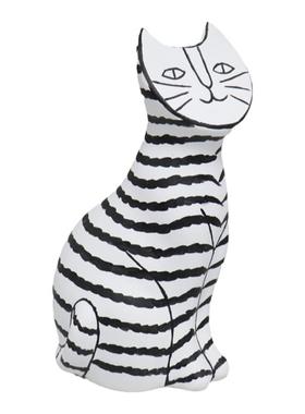 招财猫简约现代风黑白条纹摆件