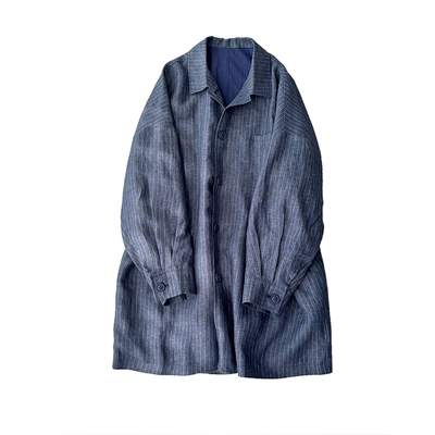 秋款通勤女装色织亚麻格纹风衣