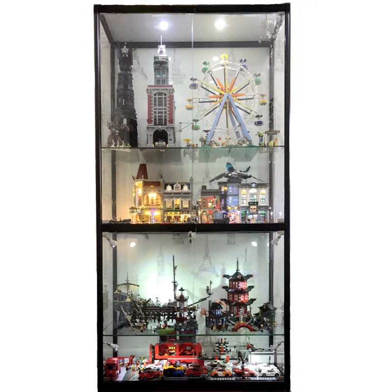 防尘上海玻璃展示柜饰品错层