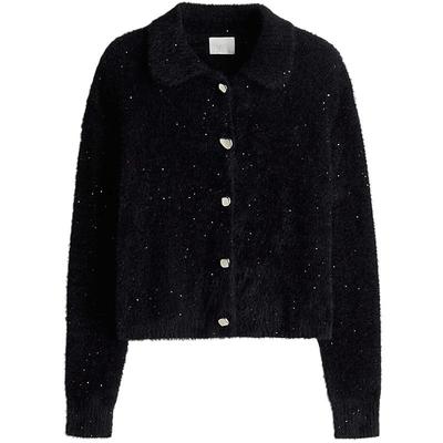 HM女装毛针织衫2025年秋季新款保暖有领开衫1273502