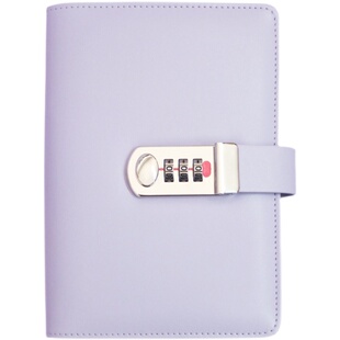 密码锁记账本活页收纳袋可存放零钱儿童家庭收支明细紫色本子带锁