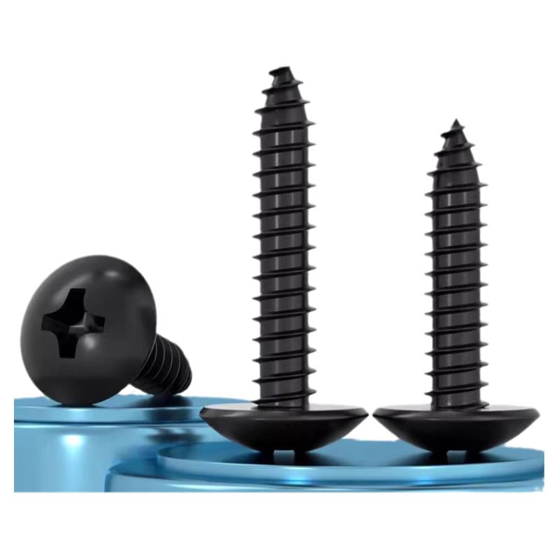 国标黑色304不锈钢十字大扁头自攻螺丝钉蘑菇头镀黑锌M3M4M5MM6mm