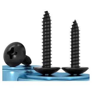 国标黑色304不锈钢十字大扁头自攻螺丝钉蘑菇头镀黑锌M3M4M5MM6mm