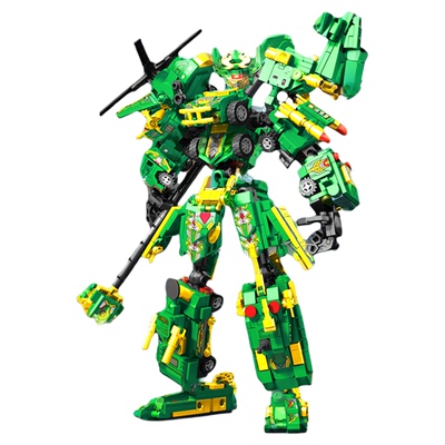 森宝积木正版国潮积木关羽赵云变形机甲模型摆件拼装玩具节日礼物