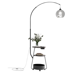 意式轻奢钓鱼落地灯客厅沙发旁卧室置物架一体落地灯床头柜高级感