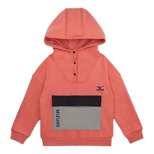 Mizuno美津浓加厚加绒卫衣男女儿童秋冬连帽套头衫中大孩