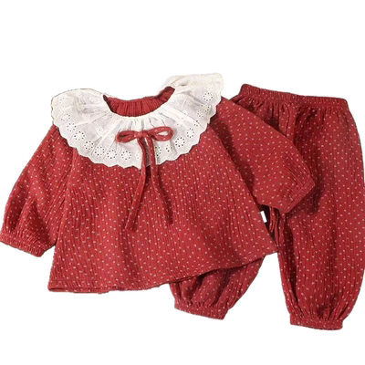 儿童纯棉纱布睡衣家居服套装两件