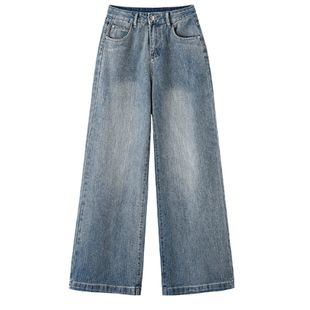 满天星烫钻亮闪闪阔腿牛仔裤女2026新款高腰显瘦小个子带钻直筒裤