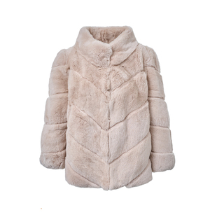 高端年轻款雷克斯獭兔毛皮草外套女短款2025新款毛毛大衣时尚显瘦