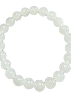 和田玉女士女孩白玉手串羊脂白白玉手串8mm羊脂白手串0.8厘米手串