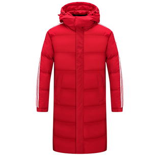 红色长款棉衣男女款冬季加厚保暖棉袄子外套青年过膝带帽棉服晋江