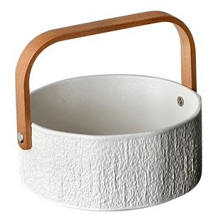 高级感陶瓷手提果篮家用精致水果盘干果盘高颜值糖果零食盘点心盘