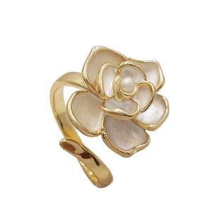 法式温柔~山茶花戒指女ins高级感小众设计轻奢小香风指环开口复古