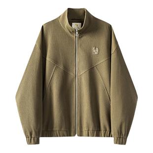 【限时清仓】英国小狐狸坑条纹立领夹克男士宽松弹力休闲外套男