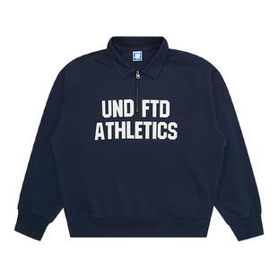 UNDEFEATED五条杠官方秋季新品休闲半拉链重磅翻领卫衣