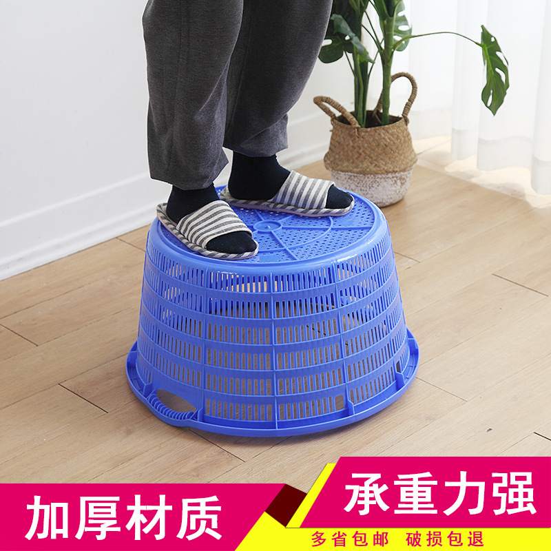 加厚塑料大号周转篓水产运输框圆形箩筐衣物收纳筐穿绳腰箩西瓜筐