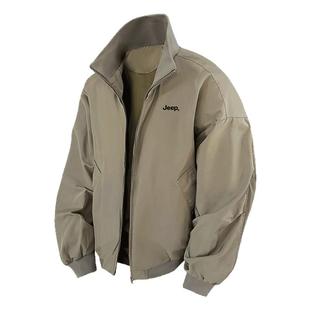 Jeep吉普飞行员外套男春秋宽松工装夹克2025新款美式潮流立领上衣