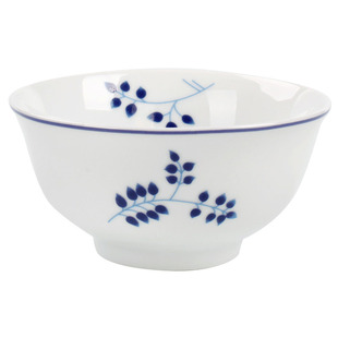 三环陶瓷陶釉中彩米饭碗中式欧式高档高脚家用饭碗6个装