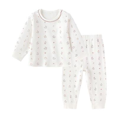 babylove【安心柔】女宝宝内衣套装春秋纯棉儿童家居服蝶舞花语