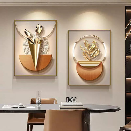 现代轻奢餐厅装饰画高档饭厅餐桌背景墙挂画2026新款高级感组合画