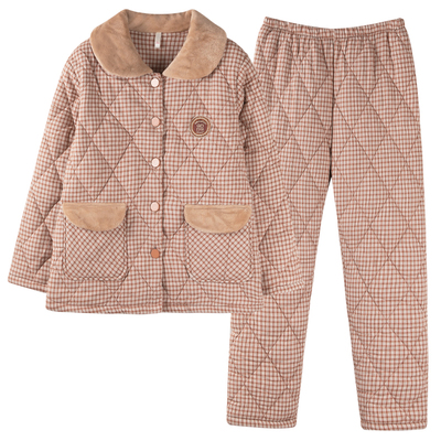 猫人睡衣女三层夹棉加绒超厚保暖