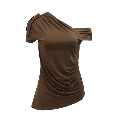 法式莱赛尔天丝女士褶皱针织衫