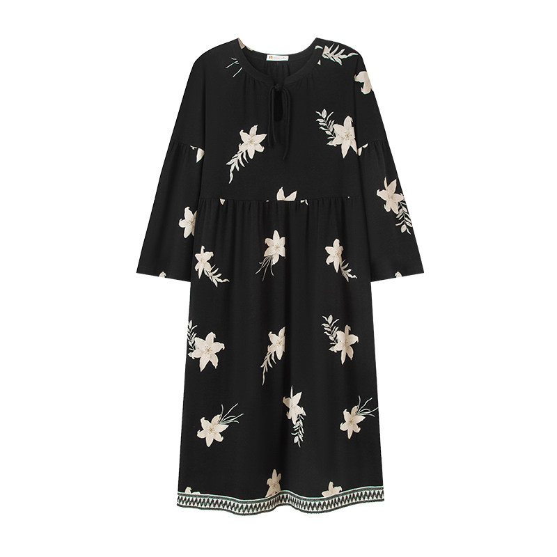 妮狄娅纯棉春秋新中式家居服睡裙