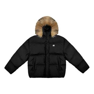 FDR加厚保暖情侣面包服男外套可拆卸毛领黑色短款羽绒服女款冬季