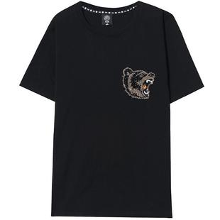 TCH潮牌短袖T恤新款烫钻咆哮熊黑色商场同款T66C106021