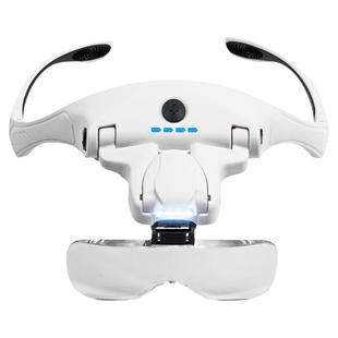 头戴式放大镜USB充电老年人阅读高清电子维修专用花眼镜便携带灯