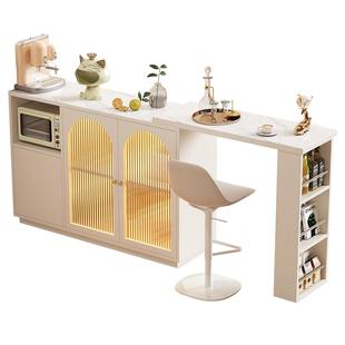 吧台家用客厅现代简约实木奶油风伸缩隔断一体餐边柜子沙发吧台柜