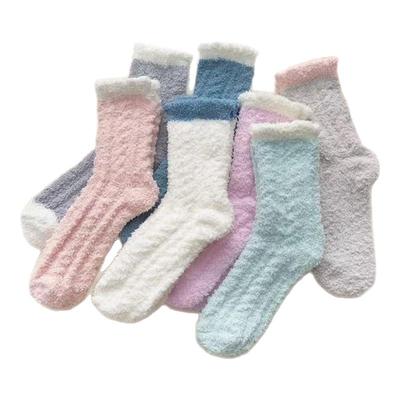 珊瑚绒袜子女加厚加绒睡觉袜秋冬