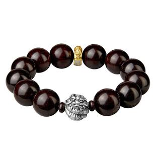 小叶紫檀手串男足银十二生肖文玩佛珠檀香木质盘玩转运珠手链真品