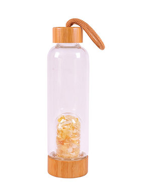 天然水晶碎石内胆小口竹盖水瓶