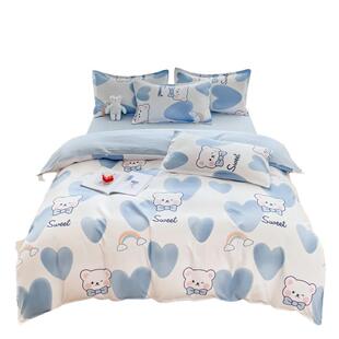 南通家纺四件套全棉纯棉100床单被套被罩1.8m加厚春秋床上用品3件