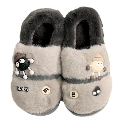 钟意美佳新款小学生包跟家居棉拖鞋冬季男女孩家用厚底防滑保暖鞋