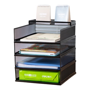 金属文件架办公室桌面收纳盒A4资料架答案试卷分类架书立多层架子