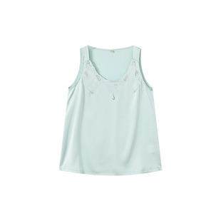 一城画一夏季简约时尚百搭缎面雪纺轻薄丝滑短款背心女