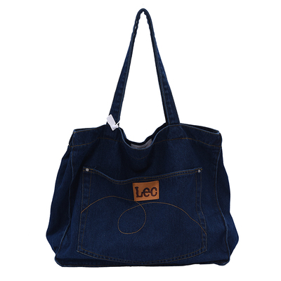 复古大容量深蓝新款原宿托特包