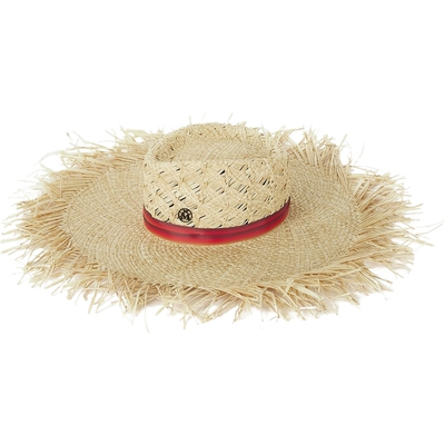 【新年礼物】Maison Michel 女罗缎边饰编织草遮阳帽