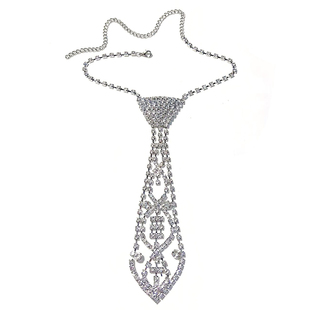 欧美辣妹小众设计镂空水钻领带choker颈圈长款气质重工百搭项链女